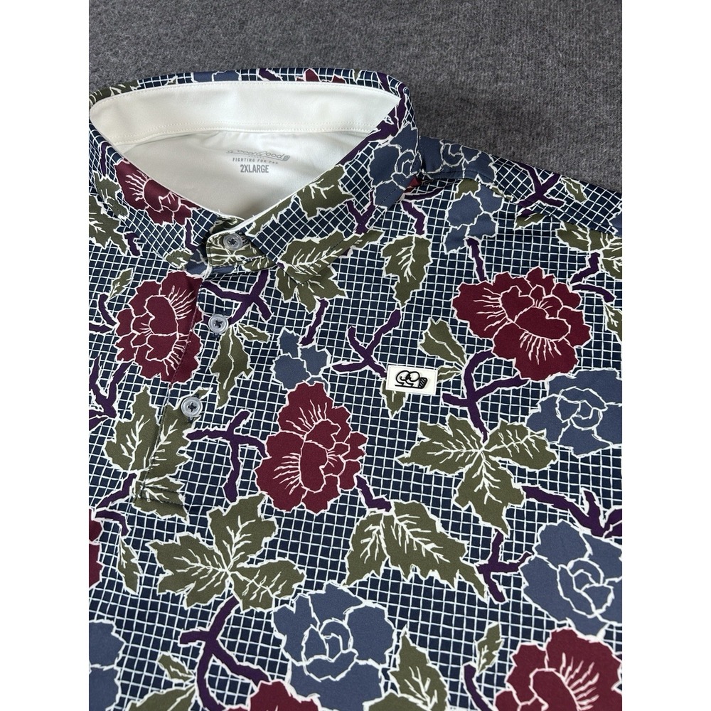 Good Good Golf Polo Shirt Men's 2XL Floral‎ Performance Stretch Lightweight